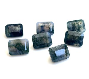 Ágata de musgo de alta calidad natural 4x6mm Octágono facetado de alta calidad-Octágono de ágata de musgo Suelto - Product Image 6