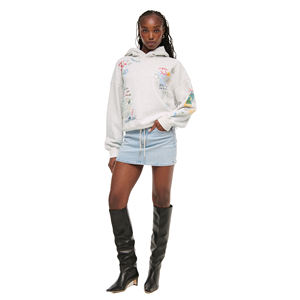 Sweat à capuche oversize décontracté pour femme en coton 100% avec imprimé sur l'avant - Product Image 1