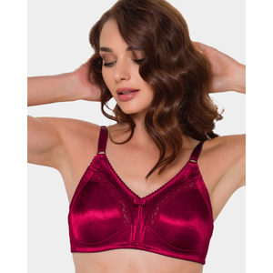 Sujetador de satén 340 para mujer, de ajuste cómodo, copa completa, sin aros, con soporte, transpirable, de algodón, con patrón liso y cierre ajustable con ganchos - Product Image 5
