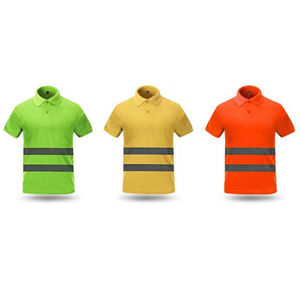 Polo décontracté en coton grande taille pour hommes nouveau design à manches courtes réfléchissant sécurité construction imprimé rayé tricoté - Product Image 6