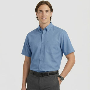 Customized Men's Solid Bamboo <b>Dress</b> <b>Shirt</b> Regular Fit <b>Short</b> <b>Sleeve</b> Eco-Friendly Formal Style - Product Image 1