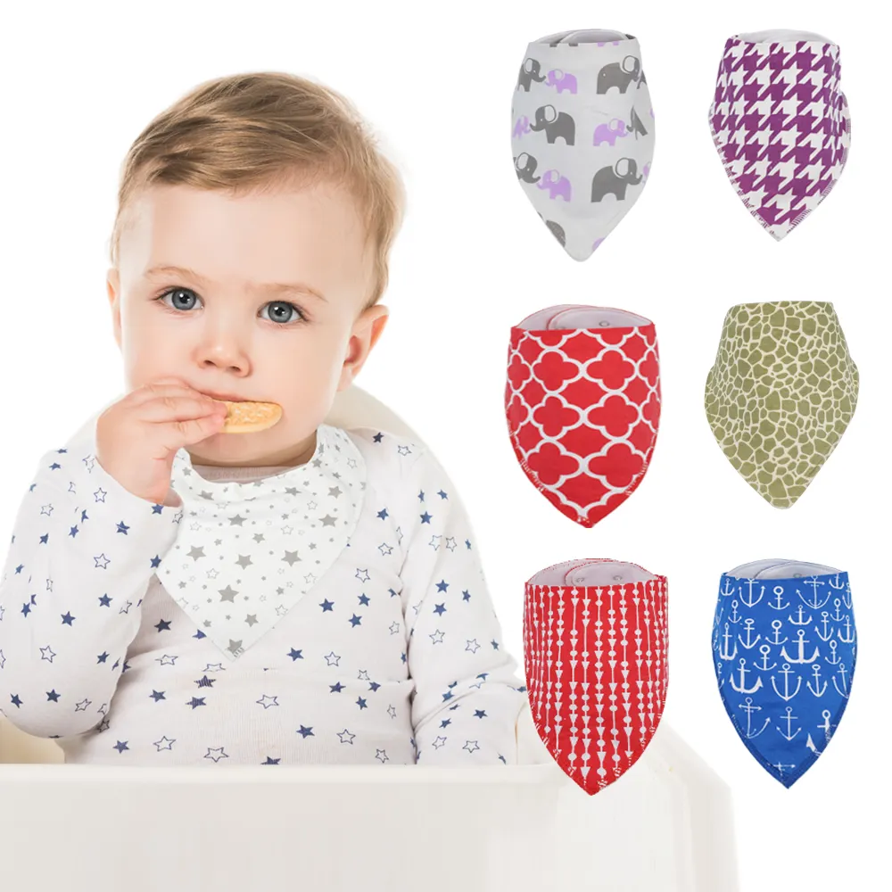 No Fluorescent Agent Cotton Baby Bandana Drool Bibs for Teething