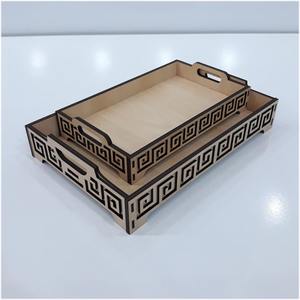 Plateau en MDF noir artisanal, style nouveau, découpe au laser, aspect vieilli, avec poignée, pour la décoration de la maison - Product Image 1