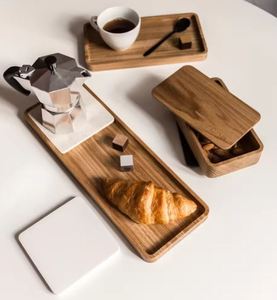 Nouveauté 2024 plateau de service en bois avec pièce en marbre décoration de mariage hôtel bar décor à la maison - Product Image 1