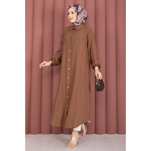 Camisa Túnica Holgada con Botones para Mujer, Viscosa Popelina, Estilo Occidental Simple, Disponible en Tallas XS a XL, para Oficina, Otoño y Primavera - Product Image 1