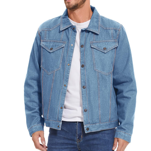 Veste en jean décontractée tendance pour homme, respirante, pour l'extérieur, col rabattu, veste de performance optimale pour homme - Product Image 5
