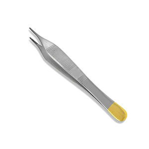 Pince à épiler professionnelle Adson Dressing 4.5 pouces droite demi-or métal acier dentelé chirurgical Adson tissu pince - Product Image 1
