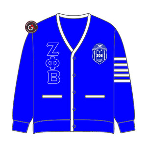 Cárdigans Acrílicos para Mujer con Bordado Zeta Phi Beta Finer |   Suéter Cárdigan Personalizado Bordado de la Hermandad ZOB para Mujer - Product Image 1