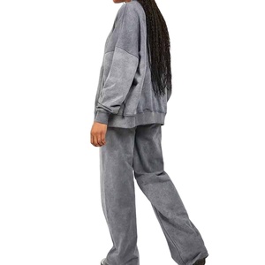 Sudaderas con capucha bordadas de retazos con apliques lavados de piedra Vintage personalizadas, Sudadera con capucha desgastada y cremallera recortada gris algodón pesado 2026 - Product Image 3