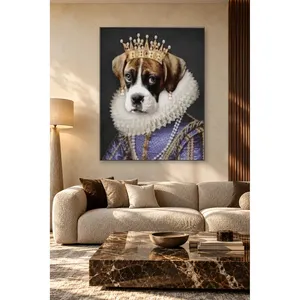 Impression sur toile Fida Queen Boxer avec couronne de perles et robe violette - Product Image 2