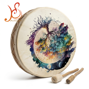 Tambour chamanique fait main Huahseng |   Instrument de guérison sonore 14"-20" en bouleau et peau de veau |   HSLG02 - Product Image 3