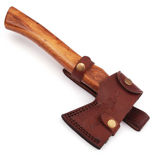 Mini hacha Servicios OEM Hacha vikinga de acero de Damasco de alta calidad Hoja personalizable y mango Funda de cuero incluida Forjado a mano - Product Image 5
