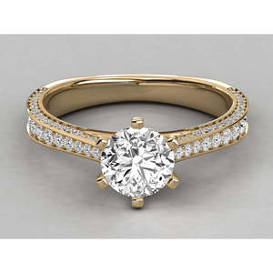 Anillo Solitario de Oro de 10K con Diamante Brillante Cultivado en Laboratorio - Product Image 1