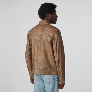 Chaqueta de cuero de carreras vintage marrón para hombre-Chaqueta de motociclista de estilo clásico para uso diario y motociclista para hombre - Product Image 3