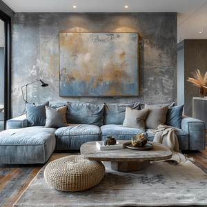 Deep Blue Indigo Grey Mist Abstract Wall Art Design à couper le souffle Haute résolution 300 DPI Tailles personnalisables pour le salon - Product Image 4