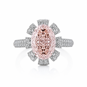 แหวนเพชร Kesari Diam Gems รูปไข่สีชมพูสดใส ประดับเพชรแล็บ ชุบทองคำแท้ 18K ได้รับการรับรองจาก IGI เครื่องประดับหรูสำหรับผู้หญิง - Product Image 5