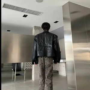 Veste de moto automne vintage pour hommes Design transfrontalier avec sensibilité Cuir à la mode ample pour Streetwear - Product Image 3