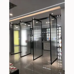 Kaca aluminium pivot pintu interior otomatis, kaca Tempering pintu pivot mewah pemasangan lebih mudah pintu eksterior