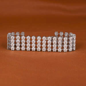 925 Sterling <b>Silver</b> Four Row Round Cut Shaped Bracelet <b>For</b> <b>Men</b> Classic Style <b>Silver</b> Plated Diamond Luxurious Anniversary Gift - Product Image 2