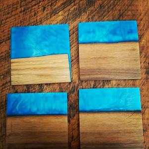 Ready to Ship Sample Resin <b>and</b> Wood <b>Coaster</b> <b>Set</b> of 4 Pcs With Wooden Holder Unique Custom Color Tea <b>Coasters</b> at Wholesale Stone - Product Image 1