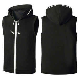 <b>Men's</b> <b>Sleeveless</b> Custom Made Workout Hooded Tank Top Gym Muscle Bodybuilding 100% Cotton Breathable Quick Dry <b>Hoodie</b> - Product Image 3