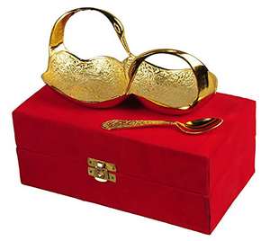 ปากหงส์คู่ทองเหลืองชุบทองหรูหราดีไซน์เรียบง่ายสำหรับชุดของขวัญดิวาลีเป็นที่ต้องการสูง - Product Image 1