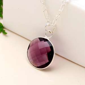 Elegante collar de moda étnica de 18 pulgadas, colgante de plata de ley 925 con piedras preciosas de amatista púrpura para regalos - Product Image 4