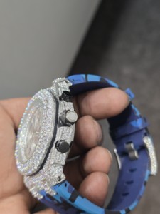 Montre de luxe entièrement automatique VVV en diamant moissanite glacé, boîtier de 41 mm, verre, mouvement à quartz moderne, bracelet en caoutchouc analogique, pour enfants - Product Image 5