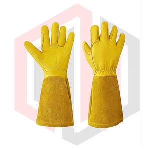 Guantes de seguridad de soldadura láser Tig/Mig/de primera calidad Forro de algodón suave Resistencia al calor 7 oz Espesor 16 PULGADAS Longitud - Product Image 1