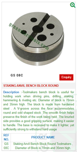 GS 06J-04 Steel Staking Anvil <b>Bench</b> Block Round Jewelry <b>Tools</b> & Equipment Accessory - Product Image 2