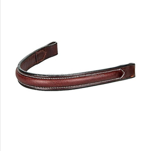 Banda para cejas de caballo de cuero acolchado elevado liso bellamente elaborada con costuras blancas y extremos de bucle personalizados Todos Los tamaños disponibles - Product Image 4