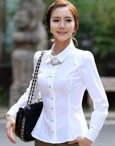OEM Premium Quality Ladies' Work Office Blouses Plus Size Chiffon Shirts <b>Sequined</b> Embroidered Beaded Buttons 100% Summer Autumn - Product Image 2