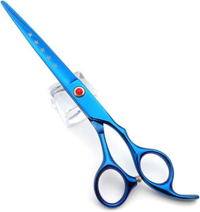7.0in Titanium Blue Professional Pet Grooming <b>Scissors</b> Set 4pcs 440c Straight Thinning <b>Curved</b> <b>Scissors</b> for Dog Grooming - Product Image 5