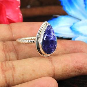 Vente en gros d'anneaux en argent sterling 92,5 avec pierre précieuse tanzanite naturelle de forme poire - Product Image 5