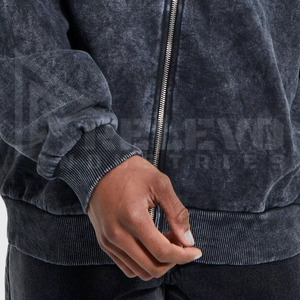 Nueva Sudadera con Capucha Lisa de Hombros Caídos, Lavado Ácido, Totalmente Personalizable, con Cremallera, Sólida, de Invierno, Estilo Urbano para Hombre, 2 Piezas, Alta Calidad, Transpirable - Product Image 2