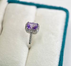 <b>Adjustable</b> Sizes Natural Amethyst <b>Ring</b> with S925 Sterling <b>Silver</b> February Birthstone Bezel Setting for Anniversaries - Product Image 6