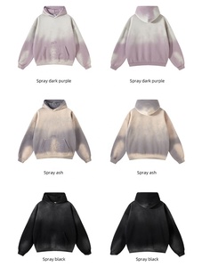 Streetwear vieilli personnalisé en détresse surdimensionné poids lourd épais Vintage vieilli soleil délavé à l'acide sweat à capuche hommes - Product Image 5