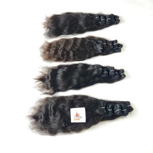 100% Extensions de cheveux humains alignés sur les cuticules indiennes non transformées pour les femmes Styles droits et de vague de corps de couleur naturelle brute noire - Product Image 4