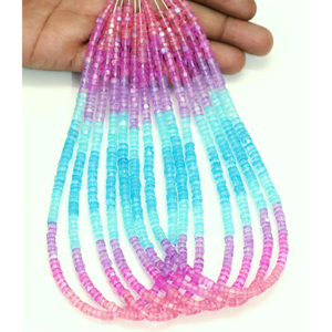 Perles Heishi en pierre de lune arc-en-ciel multicolores naturelles, facettées, en forme de pneu, 15 pouces, AAA, pierre de lune multicolores, facettées, en forme de roue, fantaisie - Product Image 2