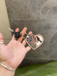High quality Cowhide Fur Leather Tooled leather Keyrings Handcrafted Stylish Unique Pattern Keychain Hot Sale <b>Key</b> Chain - Product Image 3