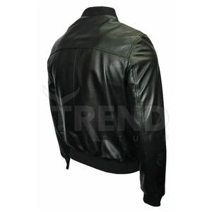 Haute qualité hommes peau de mouton noir véritable Bomber veste High-Street Style hiver col montant en gros toutes tailles-toile - Product Image 3