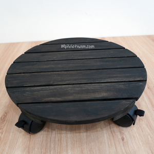 Pot de fleurs carré en bois d'acacia 35x35cm avec roues PP verrouillables de 16 pouces, écologique, durable, capacité de 150kg, pour jardin extérieur - Product Image 4