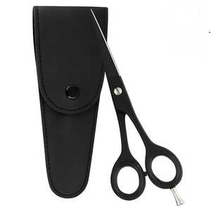 กรรไกรสแตนเลสใบมีดตรงสีดำปรับแต่งได้แบบมืออาชีพกรรไกรตัดผมสำหรับร้านเสริมสวย - Product Image 2