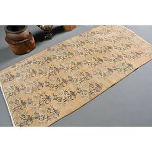 พรมสไตล์ตุรกีวินเทจขนแกะสี่เหลี่ยมผืนผ้าผืนใหญ่ทำมือ7ft เบจสีน้ำตาลขนาด3.3 x พร้อมยางรองด้านหลังสำหรับวัยรุ่น - Product Image 2