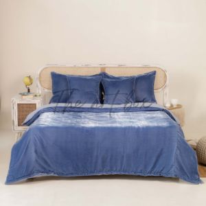 Wholesale Recycled Blue Blanket Flannel Sherpa Fleece Reversible Throw Blanket Cozy Manta Couch Sofa Bed Faux Fur Throw Blanket - Product Image 5