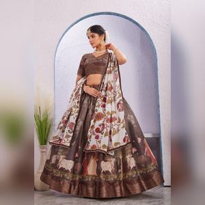 Lehenga Choli de mariée en soie douce Dola, imprimé numérique, vêtements de fête indiens pour femmes, mariage en gros et pas cher - Product Image 4
