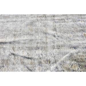 Alfombra turca blanca y azul Vintage, 3,8x8,2 pies, látex de lana, área grande, forma Rectangular, Tabriz abstracto para habitación de adolescentes, alfombra - Product Image 5