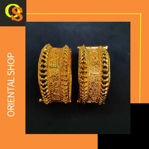 Brazaletes de grado genuino con 22 CT Metal dorado Hecho en forma redonda Brazaletes de último diseño a la venta por exportadores - Product Image 5