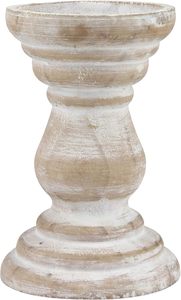 Candelero de pilar de madera blanca de alta calidad, candelabros de madera de Navidad, farolillos y tarros de velas de la India - Product Image 6