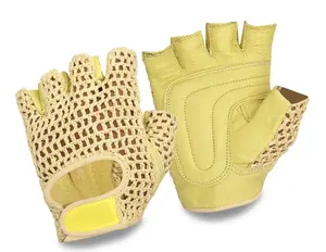 Gants de vélo en cuir blanc demi-doigts, confortables, respirants, séchage rapide, légers, écologiques, pour le sport, le vélo, le crochet - Product Image 6